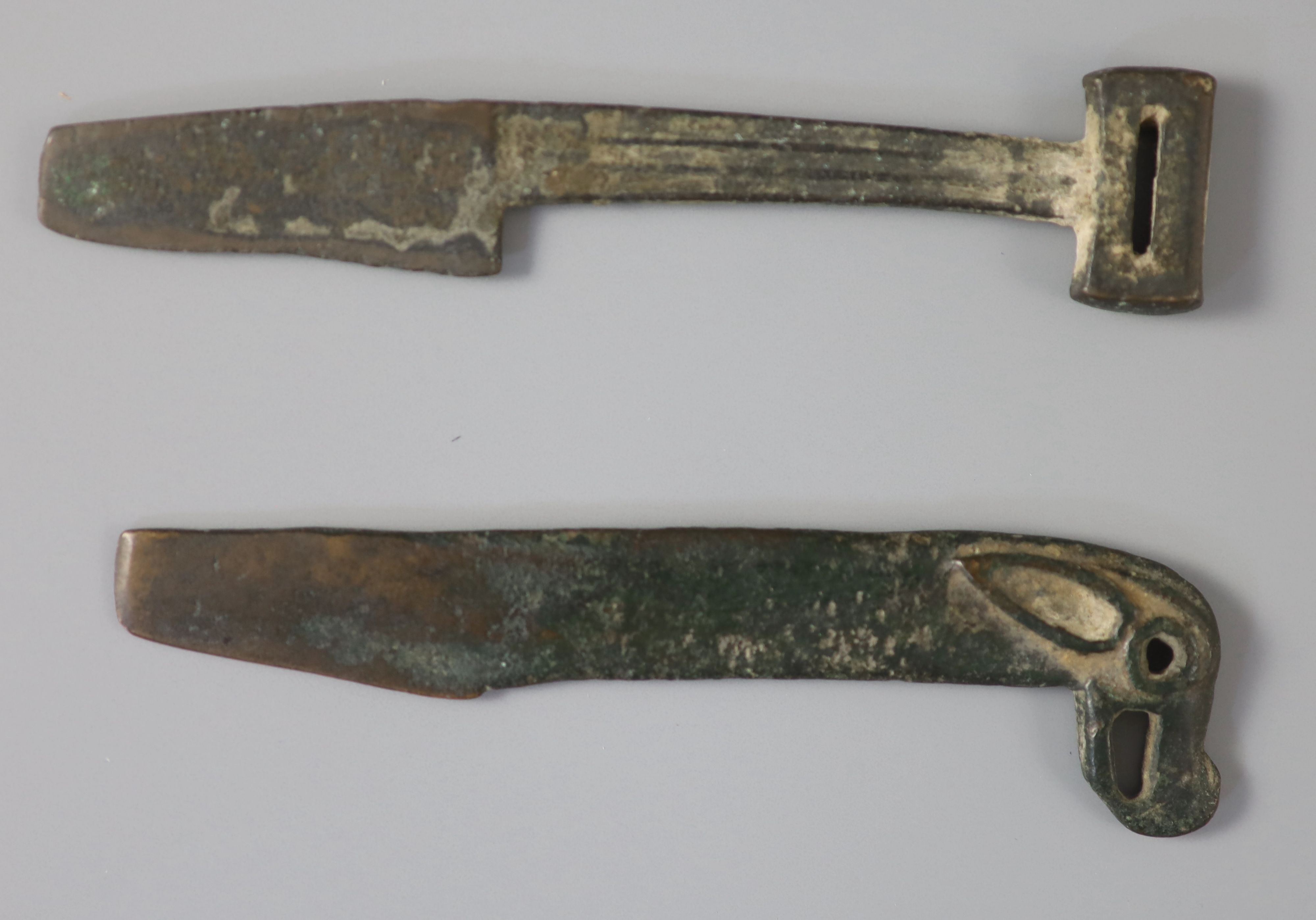 Two Chinese bronze knives, Ordos Culture, c.3rd century B.C.